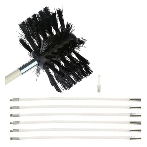 Kit De Cepillo De Limpieza For Chimenea, 1 Cabezal De Cepillo De Nailon Y 12 Varillas Flexibles, Kit De Deshollinador Desmontable For Chimenea, Secador, Ventilación, Tubería Cepillo De Chimenea Kit(6