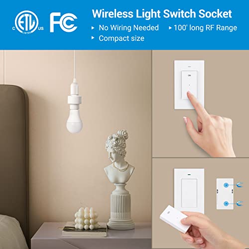 DEWENWILS Remote Control Light Socket, Wireless Light Switch for Pull Chain Light Lamp Fixtures, 100FT Range - image 5