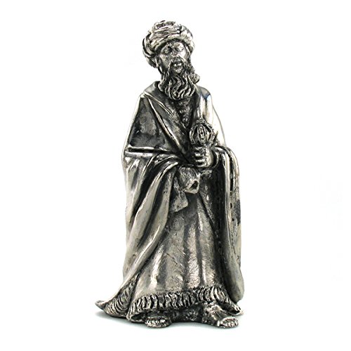 FranquiHOgar Presepe di Natale Nascita - Figurine con bagno in Argento Vintage | 8 statuine: Gesù Bambino, Maria, Giuseppe, Bue, Mula, 3 Re Magi | Fatto a Mano in Spagna