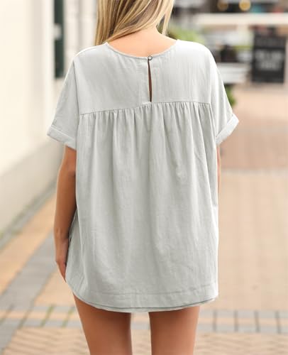 Image of Tankaneo Womens Summer Babydoll Tops Casual Loose Fit Peplum Oversized Tunic Shirts