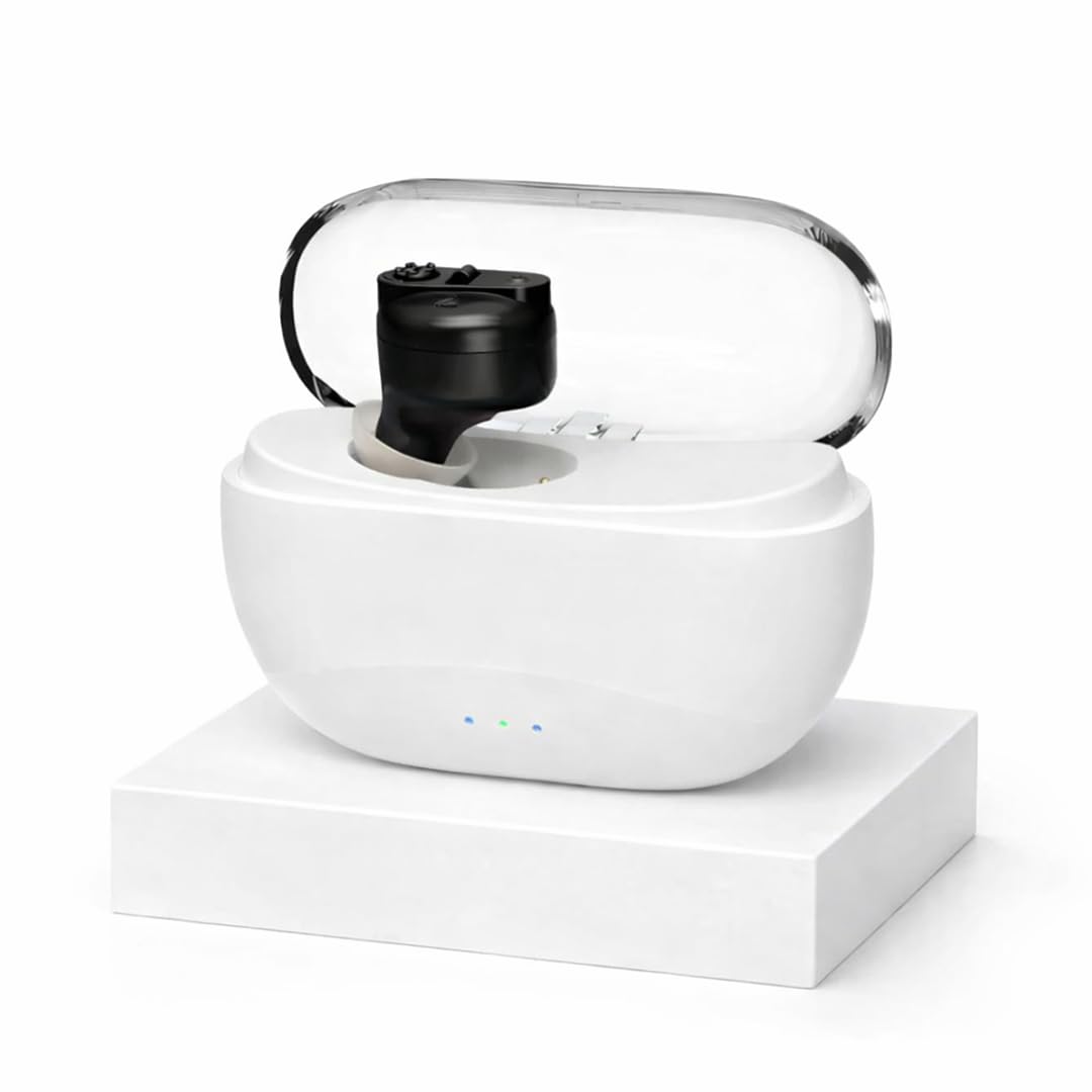 Aika Mini Rechargeable CIC Digital Hearing Aid Sound Amplifier Machine for Old age with Auto Noise Cancellation, Clear Sound and Dry Kit (For Single Ear, Black, with Dry Kit and 1 Year Warranty) discount deal