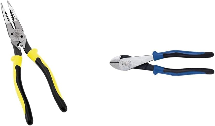 Klein Tools Needle Nose Pliers J207-8CR and Diagonal Cutters J2000-48 Pliers Bundle, 8-Inch