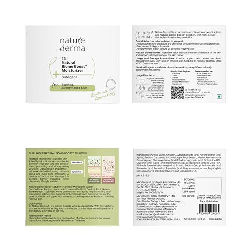 Image of 1% Natural Biome-Boost Moisturizer with Subligana | Helps Reduce Acne and Blemishes| For Soothed, Strengthened Skin | 50ml | Dermatologically Tested