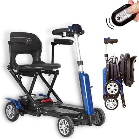 Betty&Bertie Zinnia, AUTO Folding Mobility Scooter - Travel Friendly - Lightweight (30kg) Blue Cover