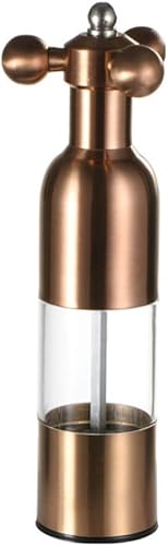 Miniatura 8 de Molinillo de sal y pimienta, grifo manual de acero inoxidable con asa, grosor ajustable recargable, para el hogar, restaurante, barbacoa, dorado, M