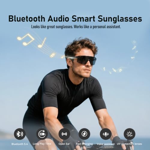 CARRY WIT AI Smart Sunglasses for Men/Women, Bluetooth Glasses for Cycling Running, Sports Sunglasses with UV400 Polarized Lenses, Bluetooth 5.4 for Music, Voice Control for Hiking Fishing (Grey) - image 2