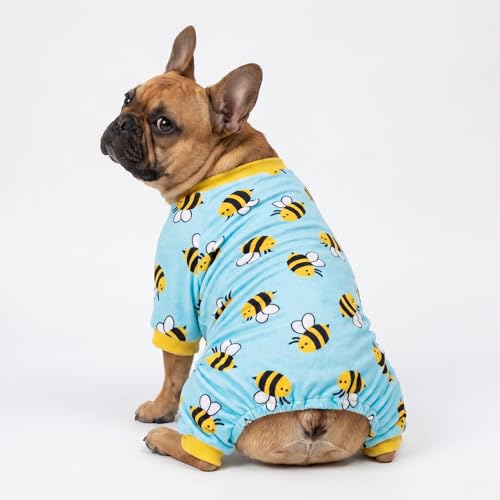Fitwarm Funny Bee Fleece Dog Pajamas, Warm Winter Dog Clothes for Small Dogs Boy Girl, Cozy Pet Onesie with Feet, Light Blue, Small by Fitwarm - Image 4