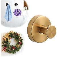 Suction Cup Hooks for Christmas Wreath - No Drill Stainless Steel Suction Cup Wreath Hanger Holder for Shower Hanging Towels/Glass Window/Door/Bathroom Mirrors (Gold, 1)