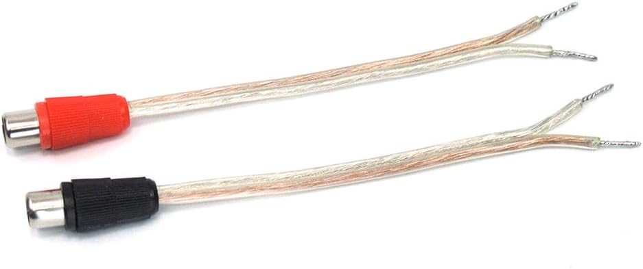 Generic 2-Pack Female to Speaker Wire Adapter Cable, 5.5-inch/14cm - Black/Red, Audio Video Conversion for Amplifiers and Audio Receivers