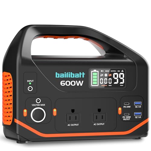 Portable Power Station 600W 293Wh Camping Lithium Battery, Portable Generator for Home Use Emergency...