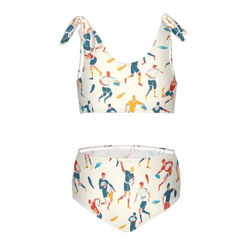Girls' Bikini Set, Rugby Sports Kids Swimsuit 2 Pcs Beach Bathing Suit
