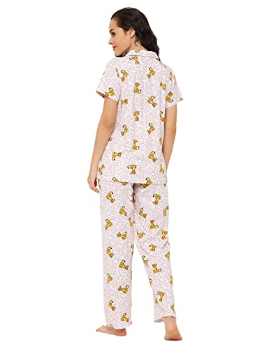 Image of Clovia Women's Cotton Pretty Florals Button Me Up Shirt & Pyjama