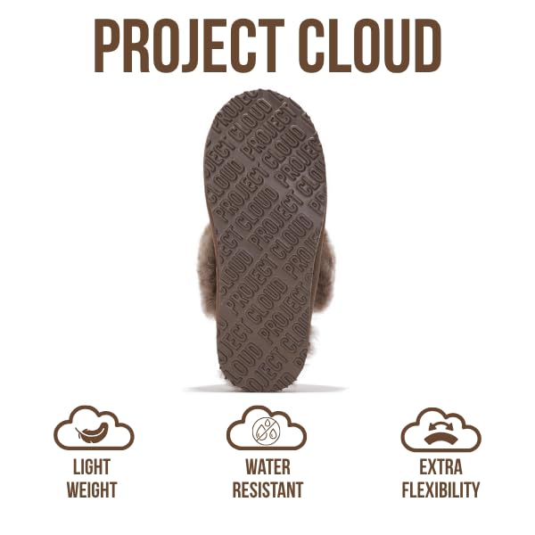 Project Cloud Genuine Leather Slippers for Women Footwear with Real Sheep Wool Lining Womens Clogs & Mule - Non-Slip Indoor/Outdoor Scuff Womens Slippers with Memory Foam Insole (Henka)
