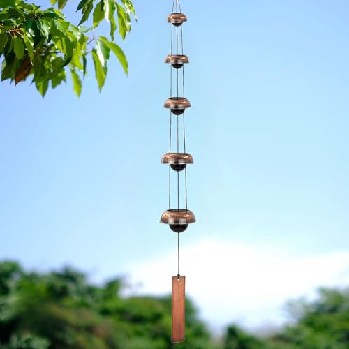 5 Bell Wind Chimes for Outside Clearance,Feng Shui Wealth & Spiritual Energy Zen Decor for Patio,Garden,Porch,Balcony,Yard,Meditation Festival Sympathy Memorial Gifts Wind Chimes for Outside