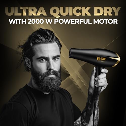 Image of BEARDO Studio Professional Tornado Hair Dryer With 2000 Watts Power|Ac Motor, Concentrator, Diffuser, 2 Speeds, 3 Temperature Settings & Cool Shot Feature|For Professional Drying Experience|Black