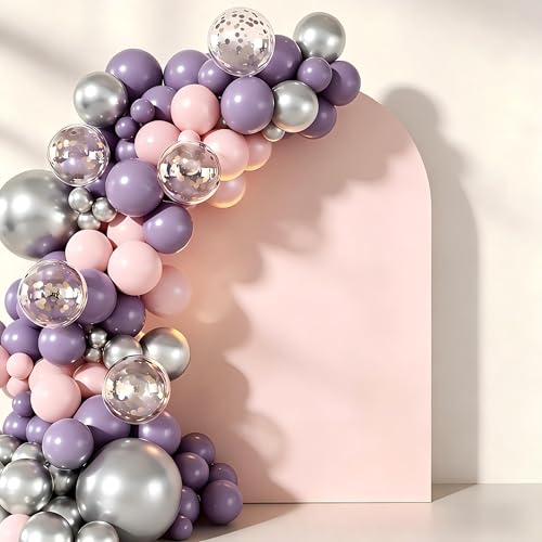 Butterfly Balloon Garland Arch Kit, 160 Pcs Pink Purple Silver Gold Confetti Balloons for Lavender Valentine Wedding Baby Shower Garden Girls Women Birthday Party Decorations — view 5