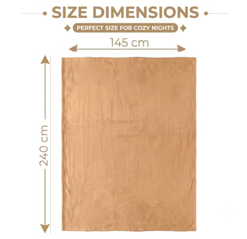 Image of HOMEKART 300 TC All Season Solid /Plain Lightweight Polar Fleece Single Bed Blanket (152 x 230 cm), Beige