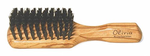 Club Men's Hair Brush Olivewood Handle with Stiff Boars Bristles 6 7/8-Inches by Nessentials