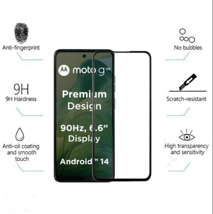 Image of DD SON Tempered Glass for Motorola Moto G24 Power, Moto G04, Moto G24 and Moto G04s (6.6 Inch) With Installation Kit | Military-Grade Gorilla Screen Protector | Edge to Edge Coverage | Black