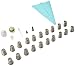 Deluxe cake decorating set - Professional quality stainless steel Russian piping nozzles, icing bags and other supplies (47 pieces) + instructions and tips for best cupcake decorations!