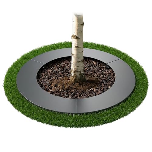Relaxdays Baumring Baumscheibe Rasenkante Bäume & Sträucher D: 90 cm Pflanzring Garten verzinkter Stahl anthrazit