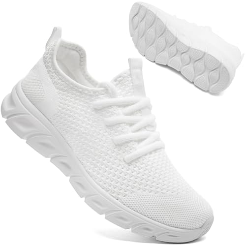 YYIDHNL Womens Shoes Tennis Running Sneakers Lightweight Slip on Walking Gym Workout Athletic Sport Shoes White Size Women 8