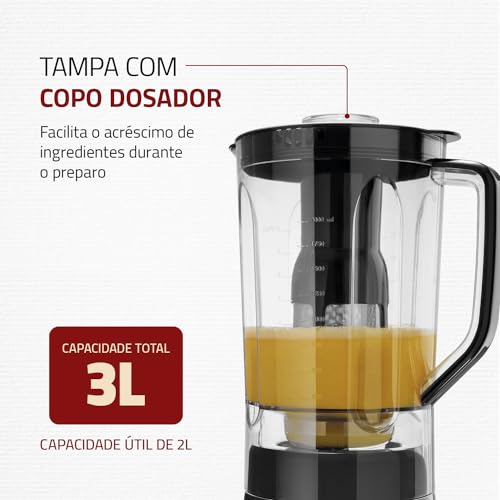 Liquidificador Turbo, Mondial, Preto/Inox, 1000W, 110V - L-1000 BI