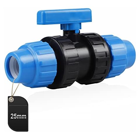 SWAWIS Ball Valve for PE Pipe Plastic Ball Valve PP Fitting Screw Connection for PE Pipe PE Pipe Ball Valve 25 mm (Blue) Cover
