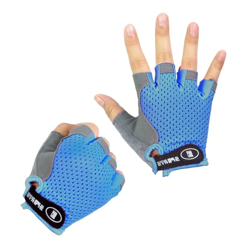 Aifitbre Luvas de ciclismo infantis – Luvas de bicicleta de meio dedo para crianças de alta elastici