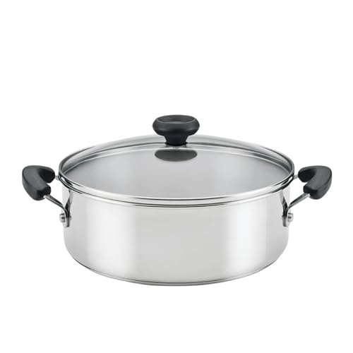4-Quart Dutch Oven Stainless Steel with Clad Base, Induction Ready Cookware, Stay-Cool Handles, Oven & Dishwasher Compatible, 350°F, for Braising, Searing, Baking, Soups, Stews