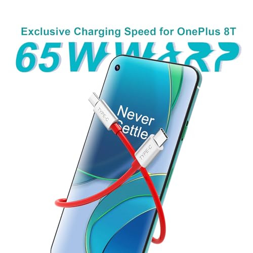 Image of Original Type C to C Charging Mobile Data Cable for 12 /12R /11 /11R /10 Pro /10R /10T /9 /9R /9Rt /8 /8T /Nord 3 /Ce 3 /Ce 3 Lite /Nord 2 /2T /Ce 2 /Ce2 Lite /Open Support Warp /Dash /SuperVooc 65W, Red