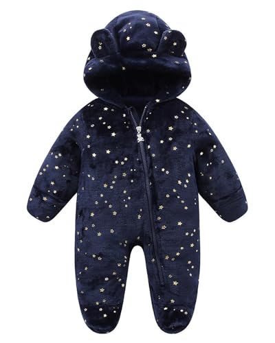 Image of WYTbaby Baby Snowsuit Fleece Hooded Romper Toddler Footed Jumpsuit Onesie Thin Fall Winter Outfits