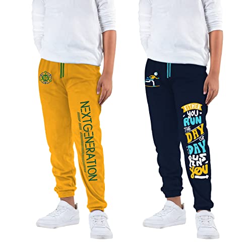 Image of KYDA KIDS Boy's Regular Fit Mid Rise 100% Cotton Track Pant - (Pack of 2)