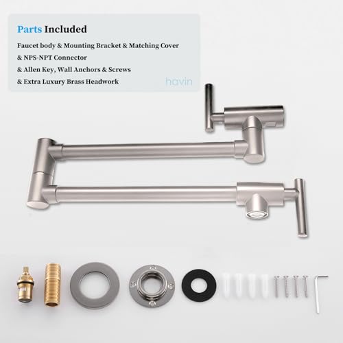 Havin HV2202B Pot Filler,Pot Filler Faucet Wall Mount,Brass Material thumb #5