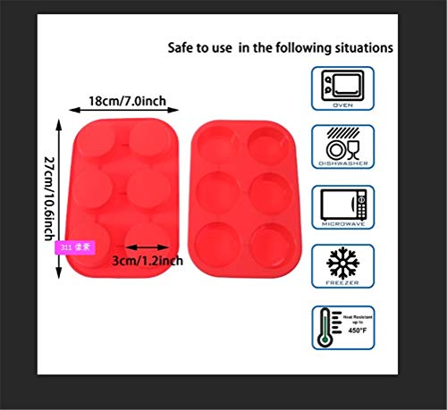 Eshylala Muffin Pans and Cupcake Maker Silicone Cake Molds with Spoon and Scraper Jumbo Cupcake Pans Silicon Bakeware Cupcake Maker Tray 6 Cup DIY Hand Soap Mold Circular Baking Mold - Thumbnail 6