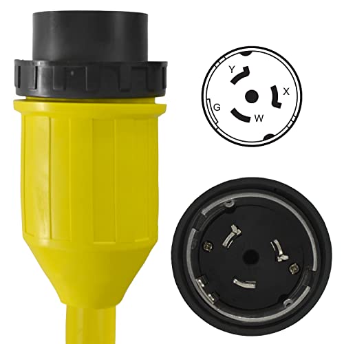 Conntek 50 Amp 125/250-Volt Marine Shore Power 4 Wire Extension Cord with Threaded Ring