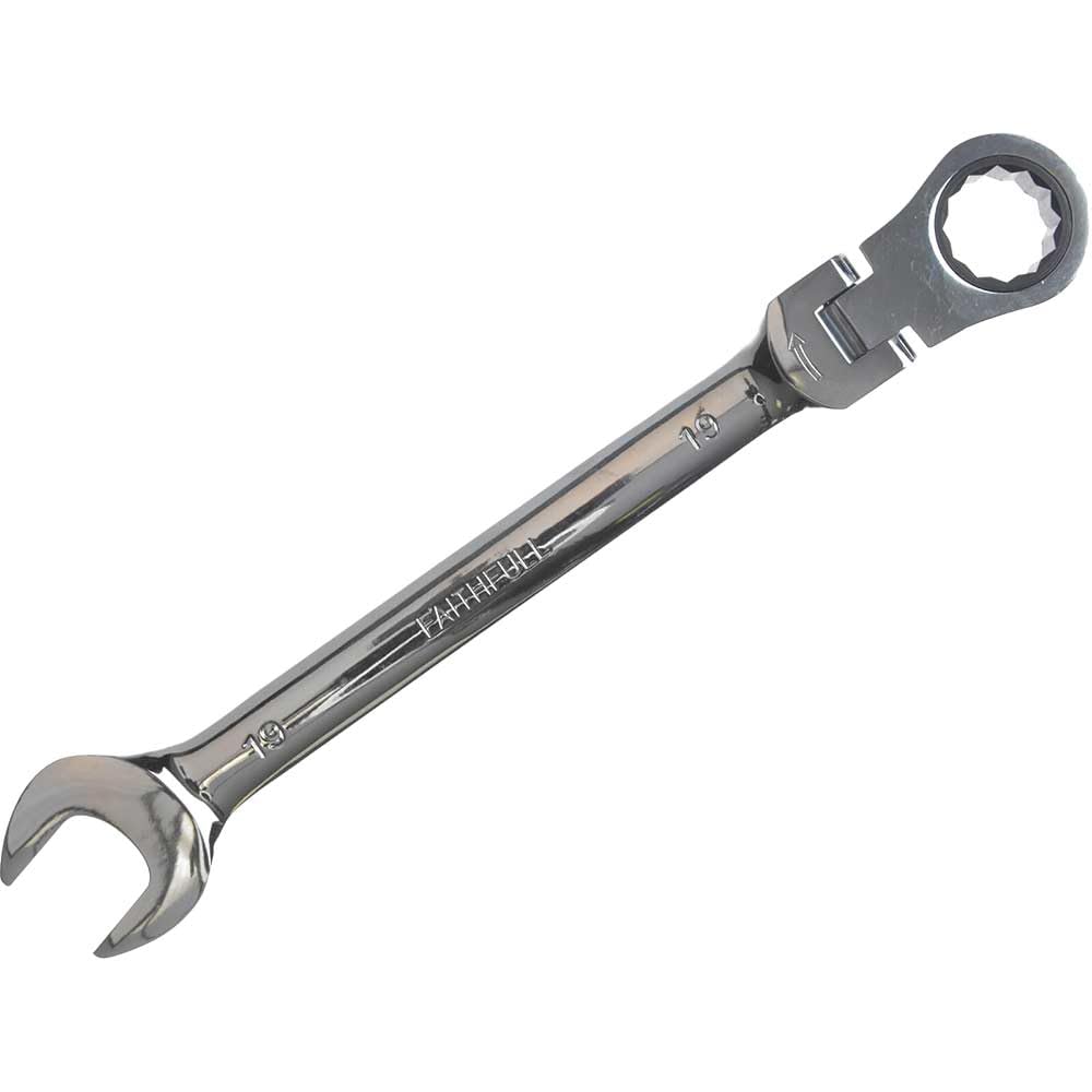 Faithfull Ratchet Combination Spanner Flex Head CV 19mm