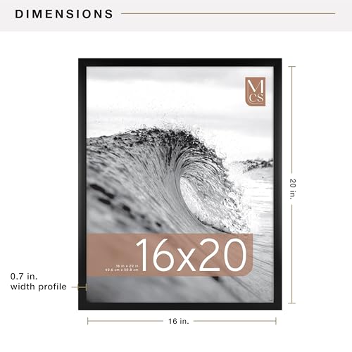 Image of MCS Foundation 16x20 Poster Frame Traditional Black, Vertical & Horizontal Wall Hanging Large Picture Frame for Photos, Posters & Art Prints (1-Pack)