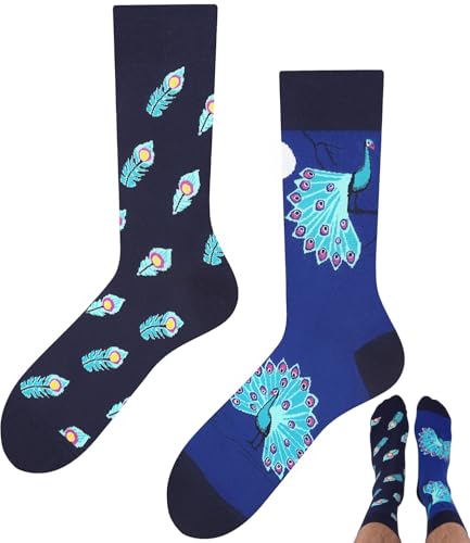 TODO Lustige Socken Pfau Damen. Pfauen Socken Lustig mit Pfau Motiv 35-38