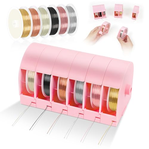 Toolour 6 Pack Jewelry Beading Wire with Box for Jewelry Making Supplies and Craft (26 Gauge, 0.4mm, 32.8 Feet)