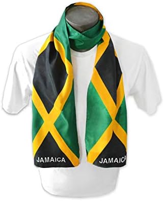 JAVI Sports Jamaica Flag Print Scarf 64-inches x 8-inches One-Size-Fits-All Jamaican Wrap
