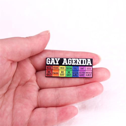 Image of Rainbow Enamel Pin Cartoon Agenda Brooch GAY AGENDA Badge GAY LGBTQ Pride Lapel Pin Shirt Bag Collar Decoration Jewelry Gift For Friends, Green