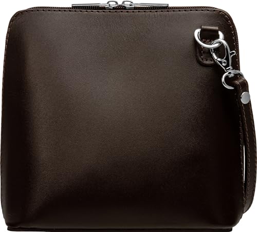Caspar Kleine Elegante Leder Clutch Damen Umhängetasche - CLASSIC LINE - Modell No.804, Farbe:dunkelbraun, Größe:One Size