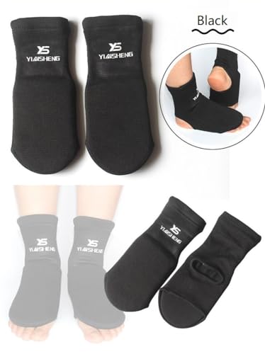 Jjoias Taekwondo Boxing Foot Protector Gear, Martial Arts Training Sparring Instep Guards Muay Thai Kung Fu Tae Kwon Do TKD Feet Gear Support for Men Women Kids (Black,Small)