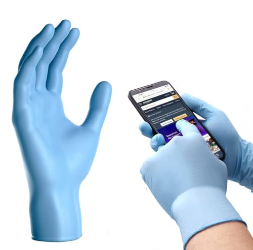 Disposable Gloves - Latex-Free Nitrile Gloves, Pack of 100, Powder-Free, Food Safe, Medical Grade (Large, Blue)