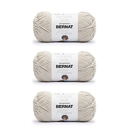 Image of Bernat Softee Cotton Feather Gray Yarn - 3 Pack of 120g /4.25oz - Nylon - 3 DK (Light) - 254 Yards - Knitting, Crocheting & Crafts