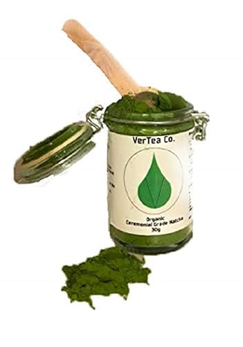 Vertea Organic Ceremonial Grade Matcha 60g | Premium Glass Jar & Bamboo Spoon | First Harvest Authentic Japanese Green Tea Powder for Sipping | Antioxidants | Mental Focus | All Natural Energy