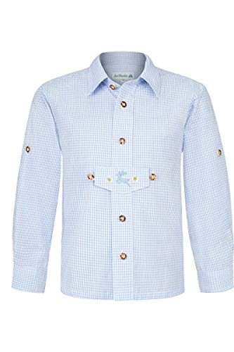 Isar-Trachten Jungen Kinder Trachten Hemd mit Pfoad und Stickerei kariert...