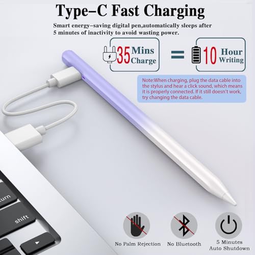 Image of Stylus Pen for Android Tablet,Tablet Pencil for iOS /Android,Stylus Pen for iPhone /Samsung /XiaoMi /Huawei /Vivo /Lenovo and Other Android Smartphones and Tablets-Gradient Purple