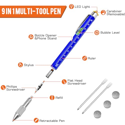 Image of Fathers Day Dad Gifts for Husband from Wife, Tool Presents for boyfriend Men, 9 in 1 Multi Tool Pen, Fathers Day Birthday Christmas Stocking Stuffers for Men Grandpa Him